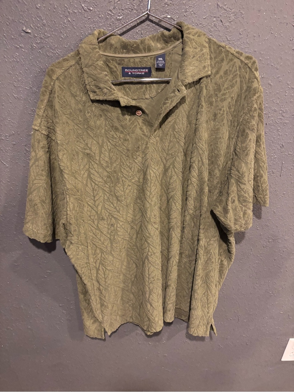 Roundtree & Yorke Olive Textured Men’s Short-Sleeve Polo